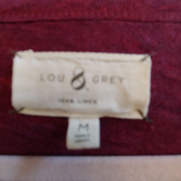 Lou & Grey womens 100% linen maroon short sleeve top Medium - Picture 8 of 10